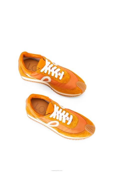 Loewe mujer runner flow de ante y nailon LP64648 naranja cobre