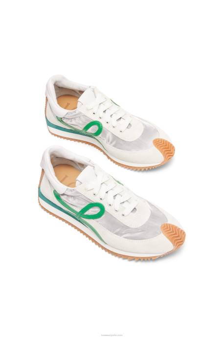 Loewe mujer runner flow de malla técnica y ante LP64649 plateado/blanco/verde