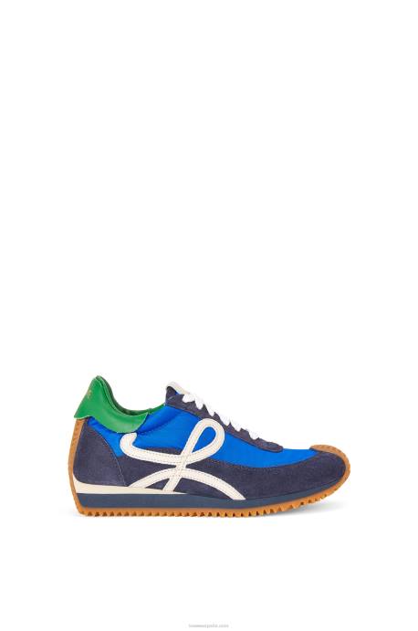 Loewe mujer runner flow de nailon y ante LP64653 azul rey/azul marino