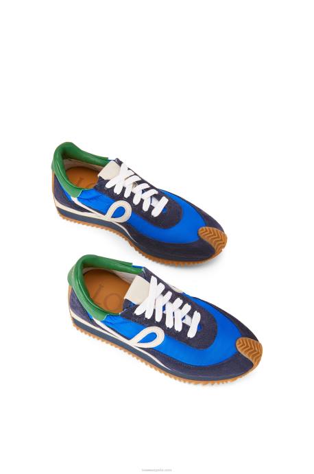 Loewe mujer runner flow de nailon y ante LP64653 azul rey/azul marino