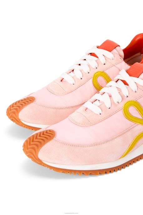 Loewe mujer runner flow de nailon y ante LP64654 rosa/amarillo