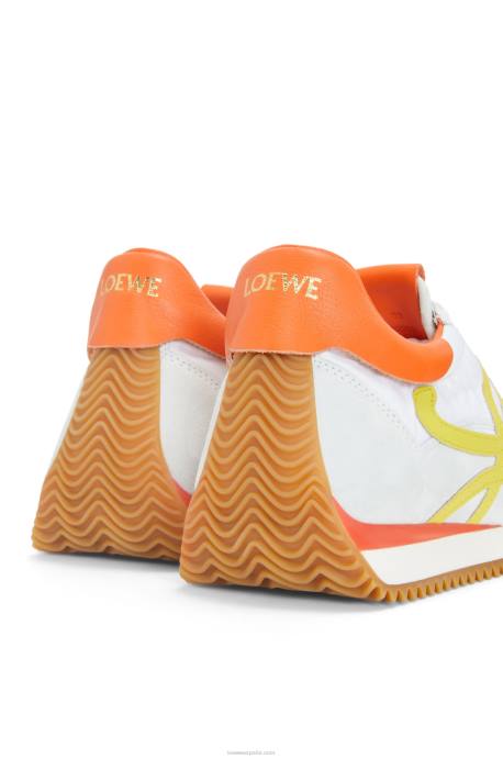 Loewe mujer runner flow de piel de becerro y nailon LP64639 blanco amarillo