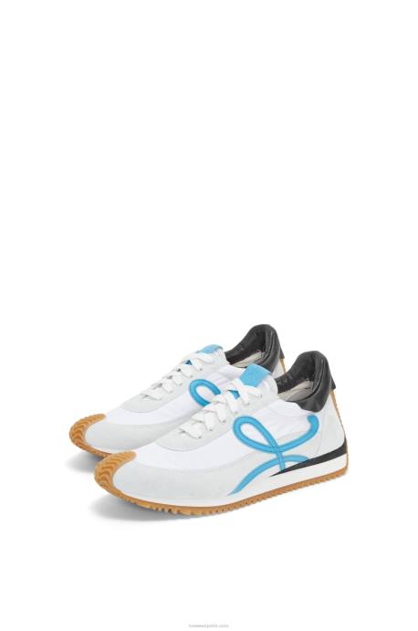 Loewe mujer runner flow de piel de becerro y nailon LP64640 blanco azul