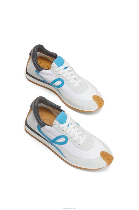 Loewe mujer runner flow de piel de becerro y nailon LP64640 blanco azul