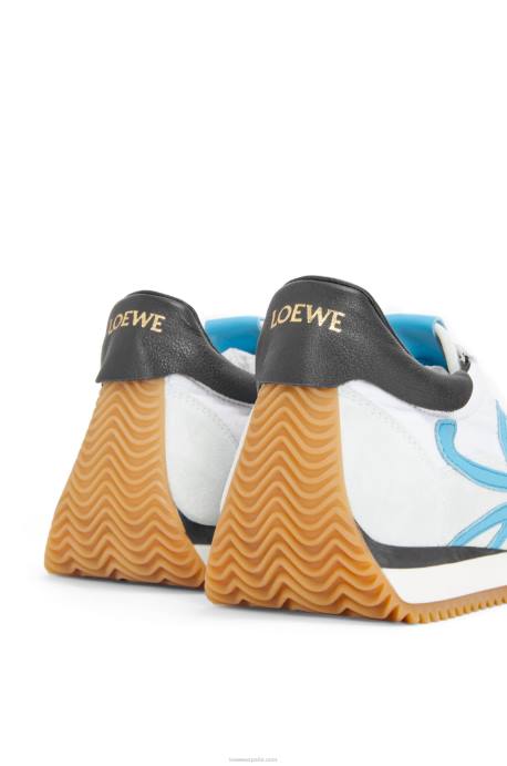 Loewe mujer runner flow de piel de becerro y nailon LP64640 blanco azul