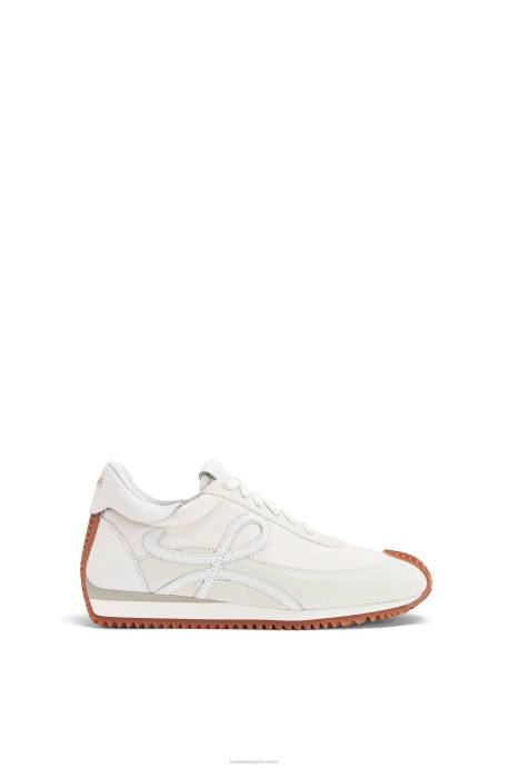 Loewe mujer runner flow de piel de cordero y piel de becerro LP64645 blanco suave