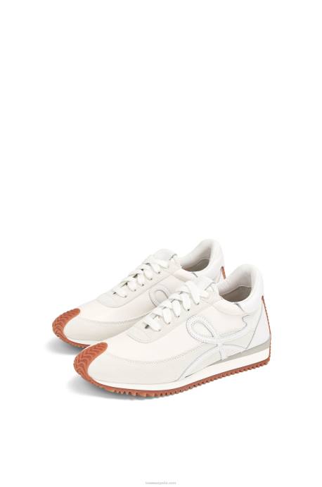 Loewe mujer runner flow de piel de cordero y piel de becerro LP64645 blanco suave