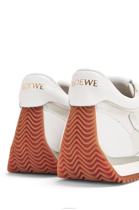 Loewe mujer runner flow de piel de cordero y piel de becerro LP64645 blanco suave