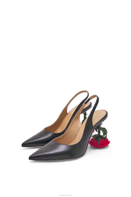 Loewe mujer tacón rosa destalonado en piel de becerro LP64756 negro