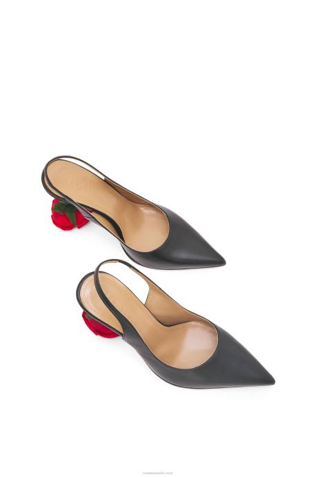 Loewe mujer tacón rosa destalonado en piel de becerro LP64756 negro