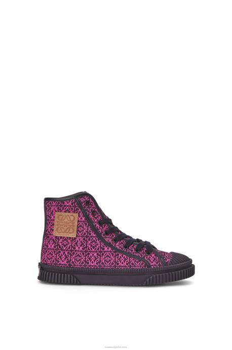 Loewe mujer tenis altos en jacquard anagrama LP64665 rosa neón/azul marino intenso