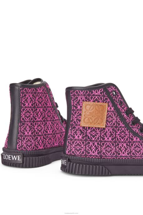 Loewe mujer tenis altos en jacquard anagrama LP64665 rosa neón/azul marino intenso
