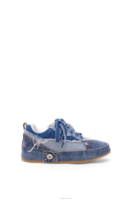 Loewe mujer zapatilla deconstruida en denim LP64658 mezclilla lavada
