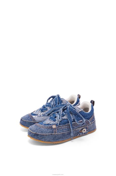 Loewe mujer zapatilla deconstruida en denim LP64658 mezclilla lavada