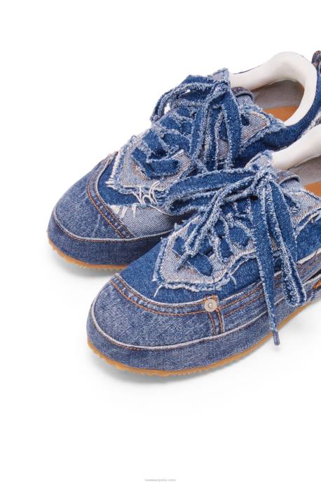 Loewe mujer zapatilla deconstruida en denim LP64658 mezclilla lavada
