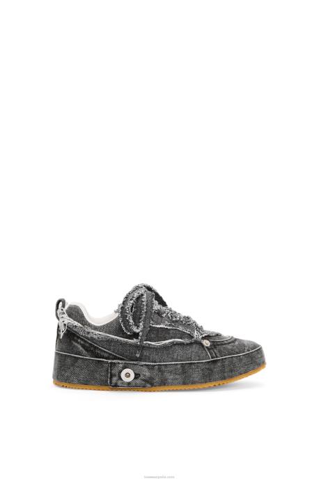 Loewe mujer zapatilla deconstruida en denim LP64659 gris lavado