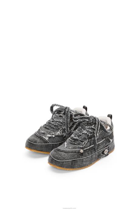 Loewe mujer zapatilla deconstruida en denim LP64659 gris lavado