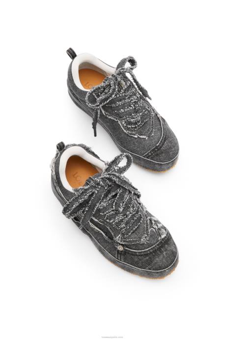Loewe mujer zapatilla deconstruida en denim LP64659 gris lavado