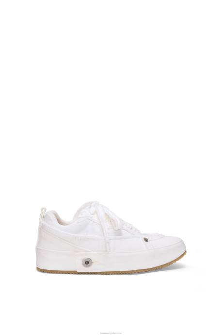 Loewe mujer zapatilla deconstruida en denim LP64660 blanco suave