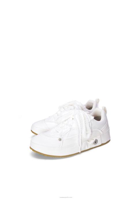 Loewe mujer zapatilla deconstruida en denim LP64660 blanco suave