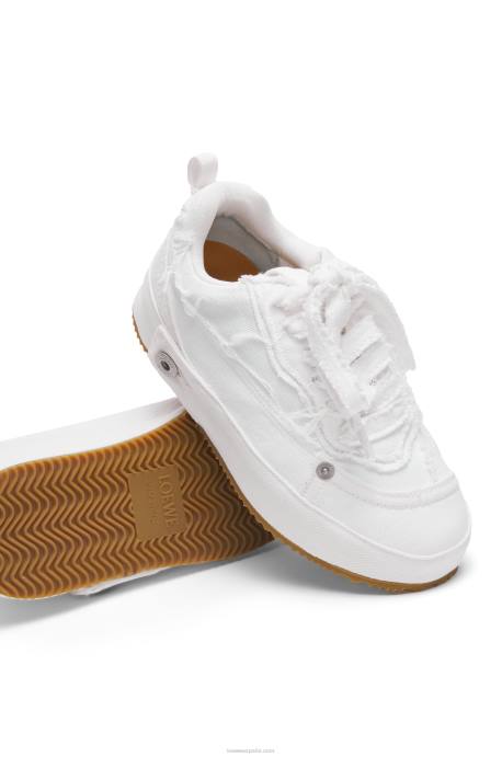 Loewe mujer zapatilla deconstruida en denim LP64660 blanco suave