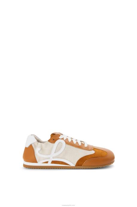 Loewe mujer zapatillas de ballet de nailon y piel de becerro LP64656 Bronceado natural