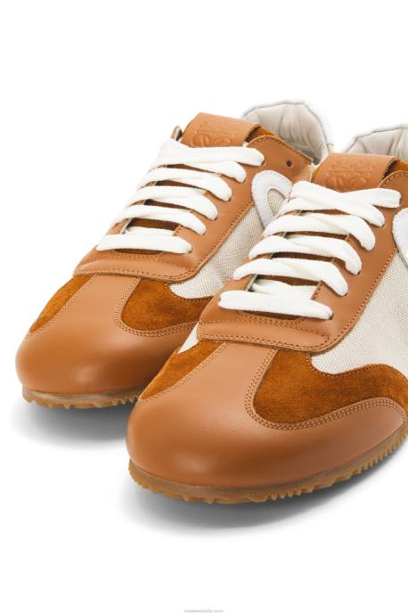 Loewe mujer zapatillas de ballet de nailon y piel de becerro LP64656 Bronceado natural