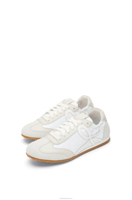 Loewe mujer zapatillas de ballet de nailon y piel de becerro LP64657 blanco/blanquecino