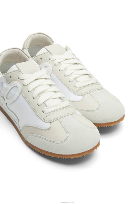 Loewe mujer zapatillas de ballet de nailon y piel de becerro LP64657 blanco/blanquecino