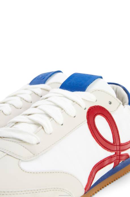 Loewe mujer zapatillas de ballet de nailon y piel de becerro LP64666 blanco suave/cereza/azul real