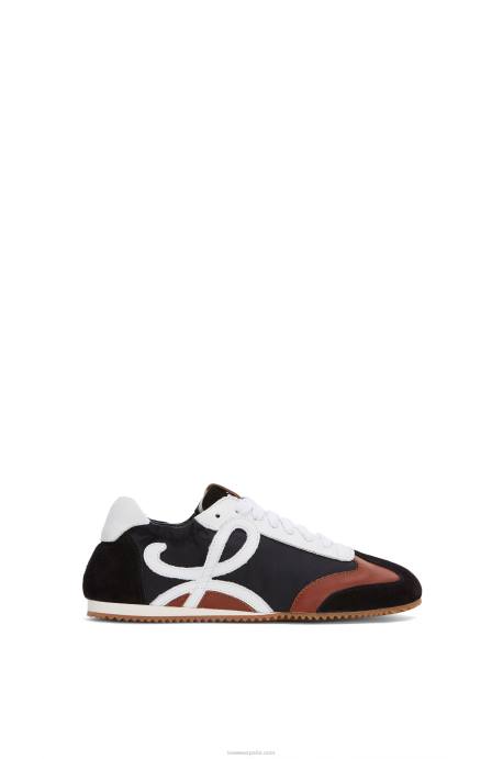 Loewe mujer zapatillas de ballet de nailon y piel de becerro LP64668 blanco negro