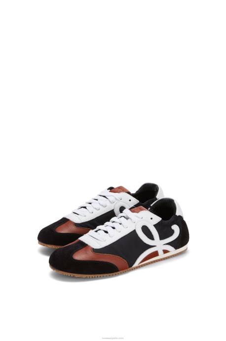 Loewe mujer zapatillas de ballet de nailon y piel de becerro LP64668 blanco negro