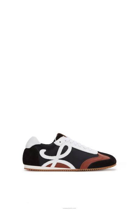Loewe mujer zapatillas de ballet en piel y nailon LP64669 blanco negro