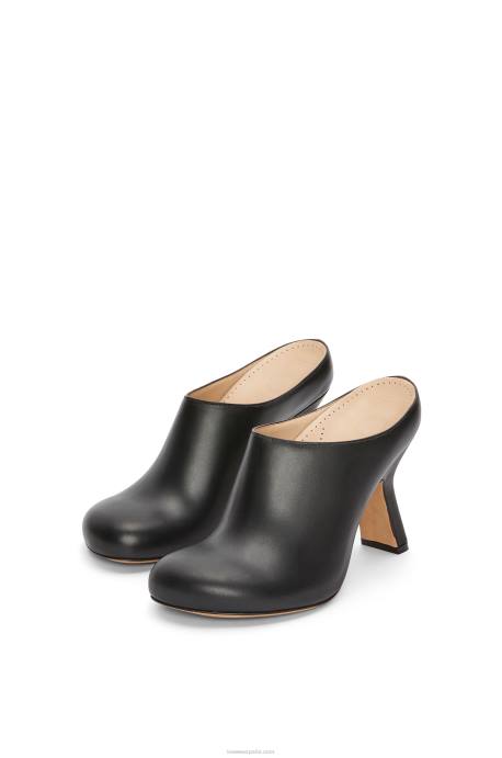 Loewe mujer zuecos con tacón terra de piel de becerro LP64740 negro
