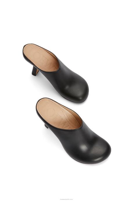 Loewe mujer zuecos con tacón terra de piel de becerro LP64740 negro