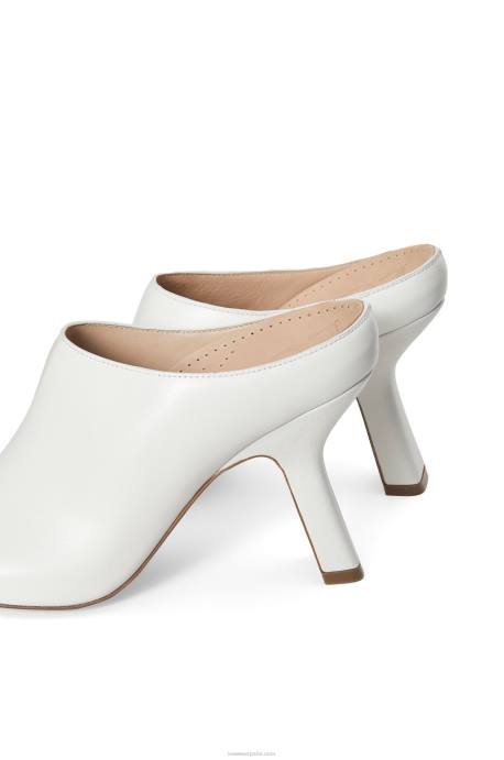 Loewe mujer zuecos con tacón terra de piel de becerro LP64742 blanco